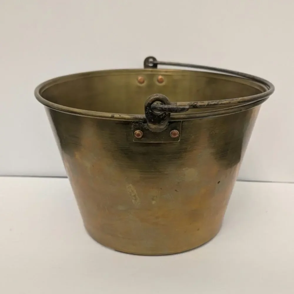 1860s Spun Brass Bucket Hayden Patent 1851 1865 1866 Waterbury Brass Hearth Pail